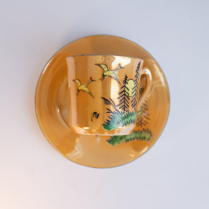 Pair of Coffee Cups, Saucers and Plates - Orange
